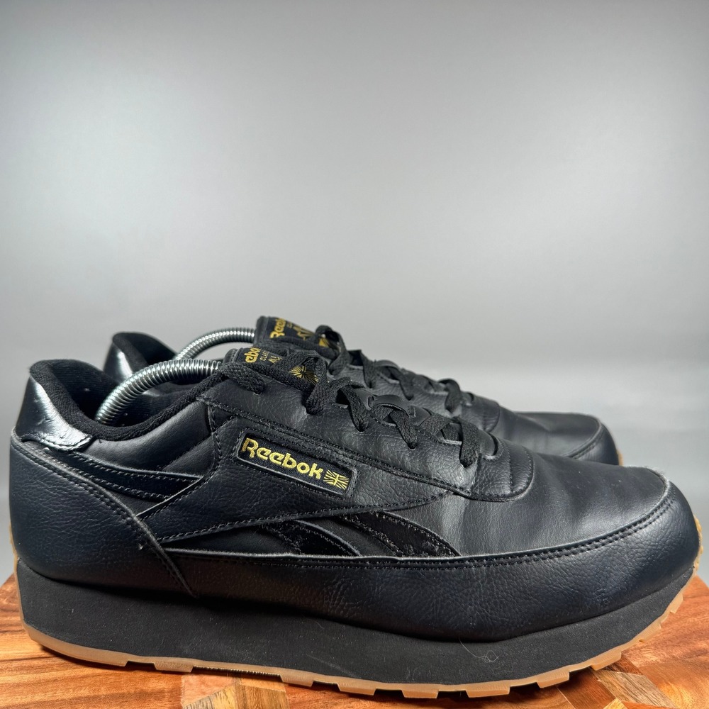Reebok Classic Black Gum Leather Sneakers Mens 11 X-Wide 4E CN5619 MemoryTech